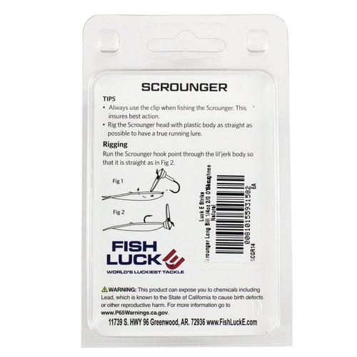 Luck E Strike Original Scrounger Jig Head (1/4 Ounce Long Bill) Creates Realistic Swimming Action to Soft Plastic Fishing Baits