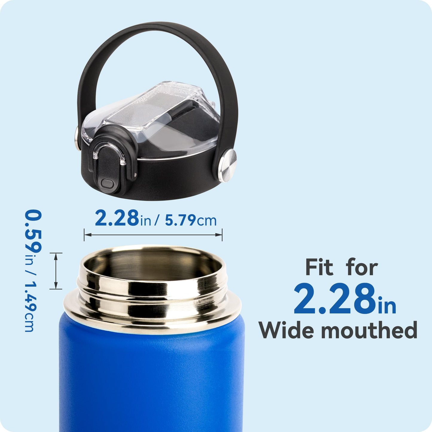 Prurex Auto Flip Straw Lid for Hydroflask 12-64 oz Wide Mouth,Replacement Lid with Soft Spout for Hydro Flask/Thermoflask/Iron Flask 2.28"Wide Mouth Bottles(1 pack)