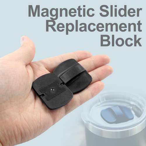 Waziaqoc 6 Pcs Magnetic Slider Replacement, Lid Slider Push Block Replacement Parts for Yeti 10 oz, 14 oz, 16 oz, 20 oz, 26 oz, 30 oz Magnetic Lids (Black)