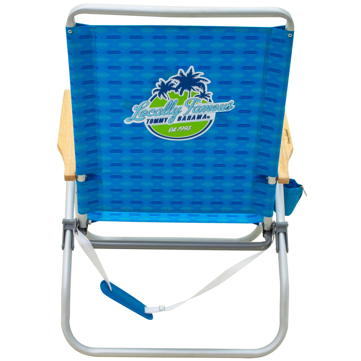 Tommy Bahama 2-Pack of 4-Position Extended 12.8" Seat Height Easy in-Easy Out Folding Beach Chair, Light Blue