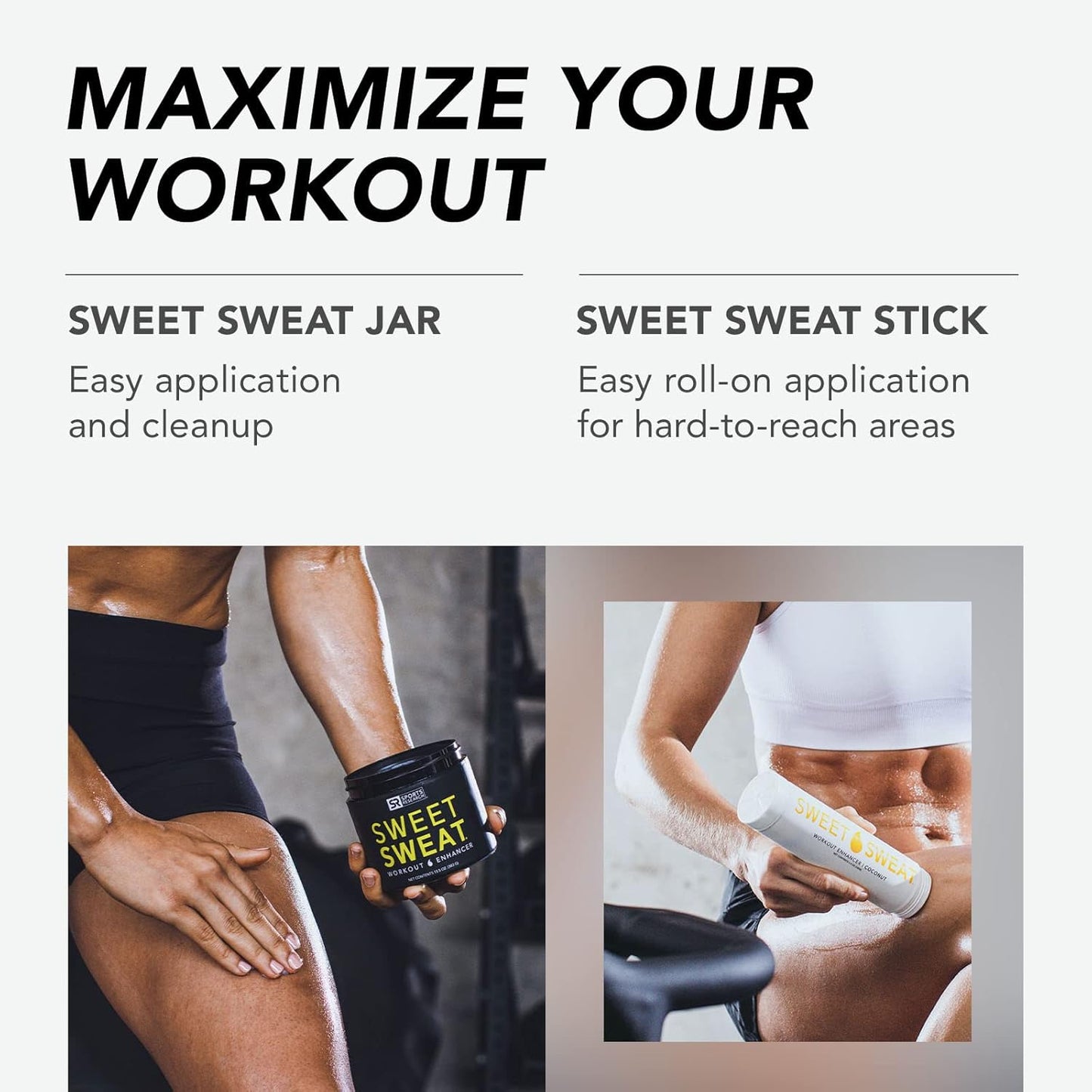 Sports Research® Sweet Sweat Unscented 'Workout Enhancer' Gel - Maximize Your Exercise & Sweat Faster - 13.5oz Jar