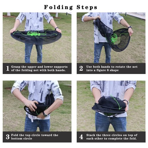 Drasry Fishing Net Trap for Bait Minnow Shrimp Crayfish Foldable Fish Crawdad Lobsters Cast Net Collapsible (33.5 * 39.4 in(85 * 100 CM))