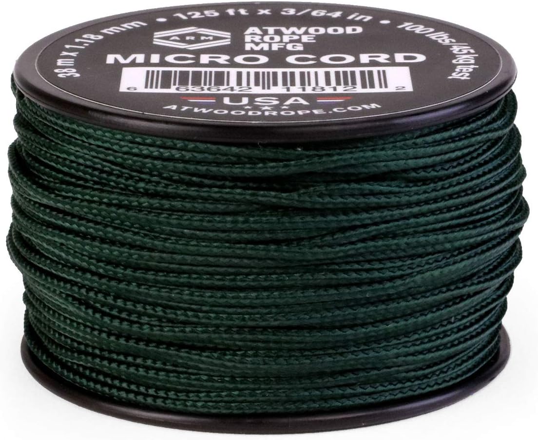 Atwood Rope MFG Micro Utility Cord 1.18mm X 125ft Reusable Spool | Tactical Nylon/Polyester Fishing Gear, Jewelry Making, Camping Accessories