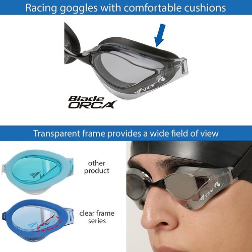 VIEW Swimming Gear V-230ASA Blade Orca SWIPE Anti-Fog Racing Swim Goggles, Aquamarine