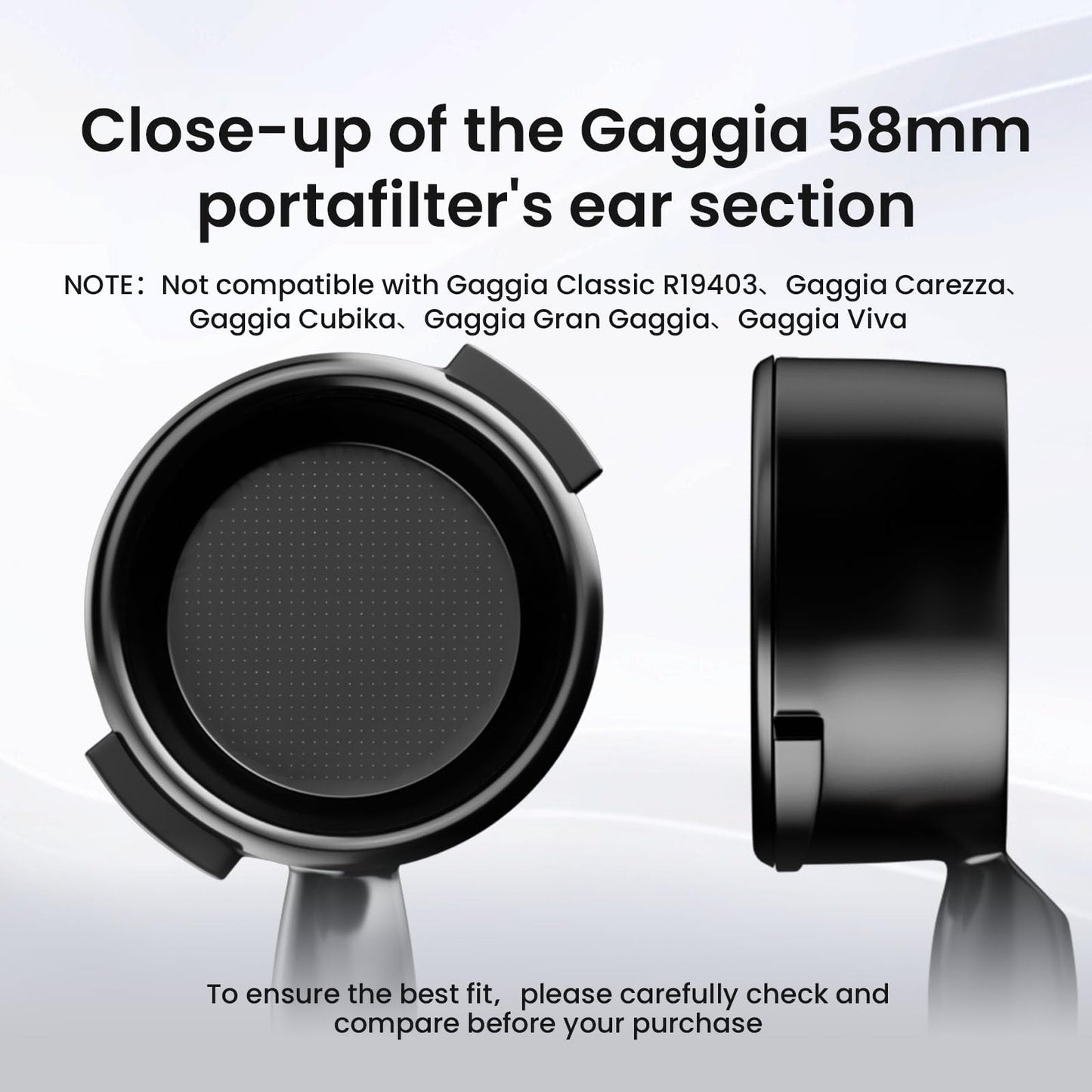 MHW-3BOMBER 58mm Bottomless Portafilter Fits Gaggia Espresso Coffee Machines, 2 Ears Flat Naked Espresso Portafilter with Precision Filter Basket, Wood Handle, BP7119G