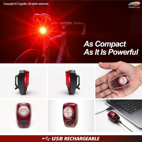 CYGOLITE Hotshot– 100 & 50 Lumen & 2W Bicycle Taillight Models– 6 Night & Daytime Modes– User Tunable Flash Speed– Compact– IP64 WaterResistant– Secure Hard Mount– USB Recharging– Great for Busy Roads