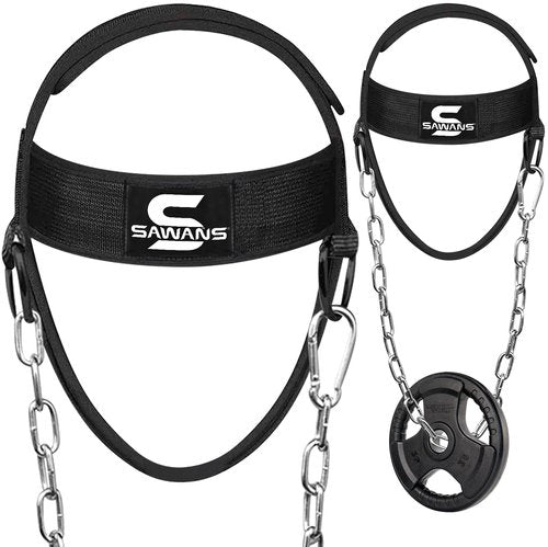 SAWANS Neck Trainer Harness for Weight Sports - Neck Stretcher & Head Trainer - Adjustable, Black