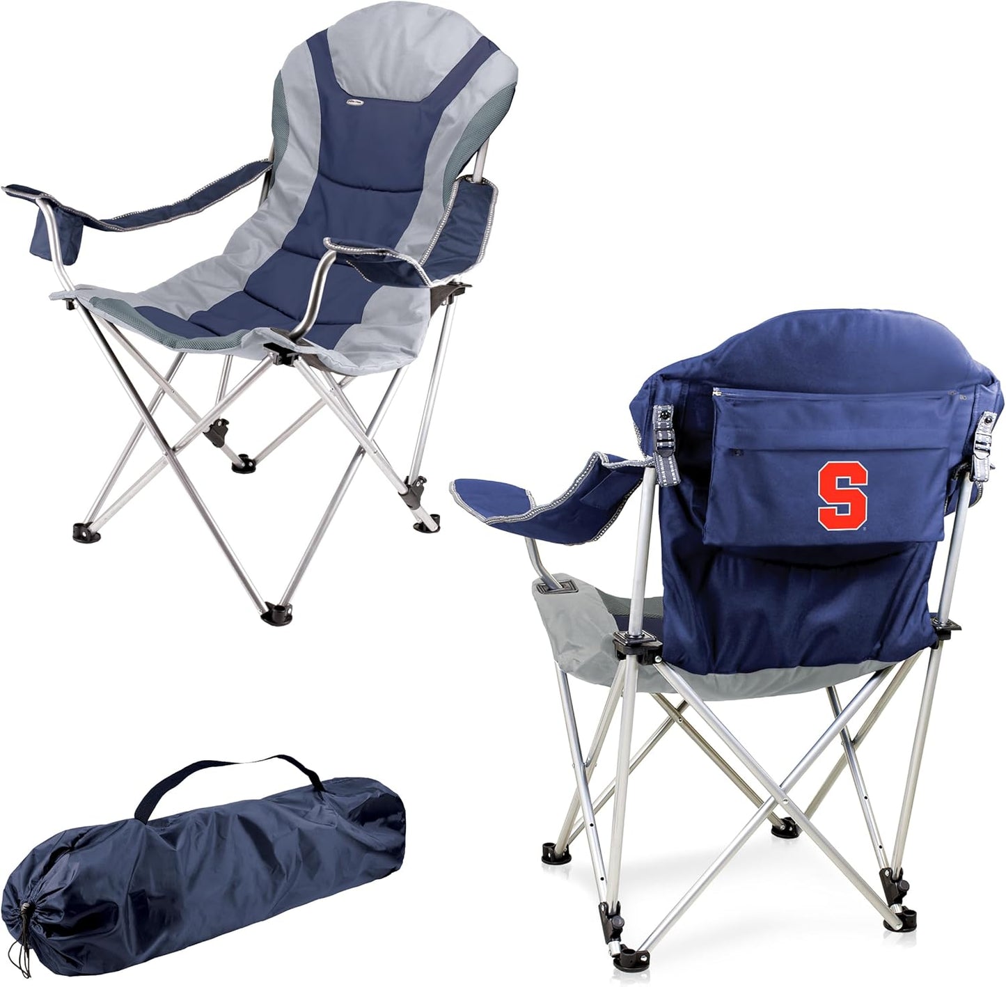PICNIC TIME NCAA Arkansas Razorbacks Reclining Camp Chair - Beach Chair for Adults - Sports Chair with Carry Bag