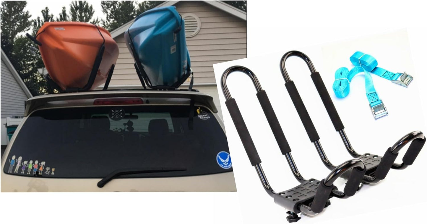 A01 Kayak Roof Rack for SUV Car Top Roof Mount Carrier J Cross Bar Canoe Boat (1 Pairs)