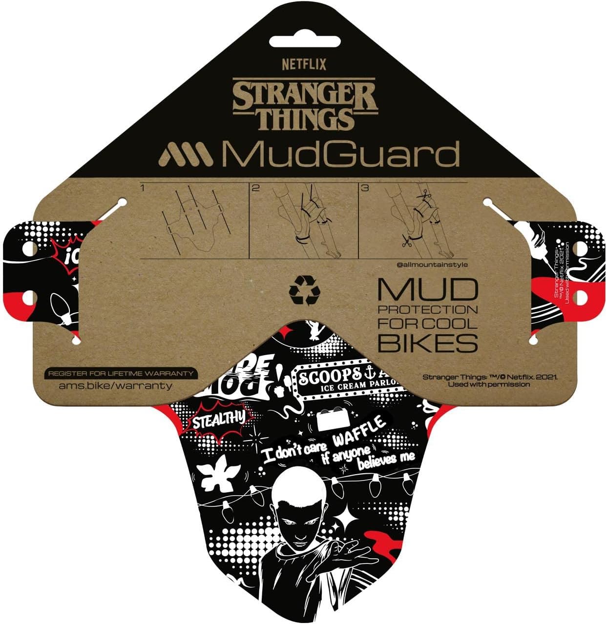 All Mountain Style AMS Front Mudguard – Fits 26’’,27.5’’,29’’, Dazzle/Black