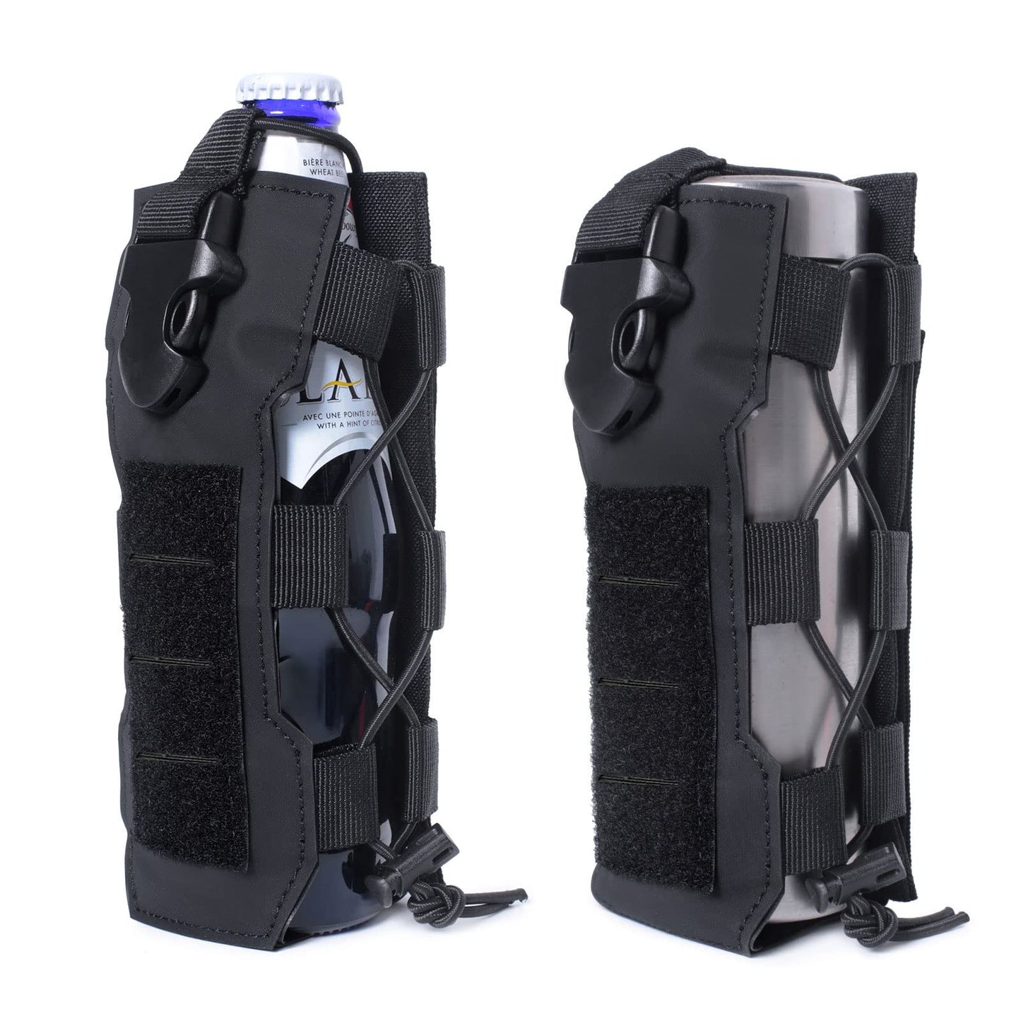 Tactical Molle Water Bottle Pouch, Adjustable Black Laser Cut Water Bottle Carrier Storage Bag for Backpack Belt, MOLLE Water Bottle Pouch Carrier, Tactical Water Bottle Holster