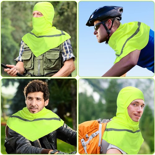 Seematn 2 Pcs Balaclava Summer Sun Protection Full Face Mask Long Neck Cover for Men Women with Reflective Strip Cooling(Neon Yellow)