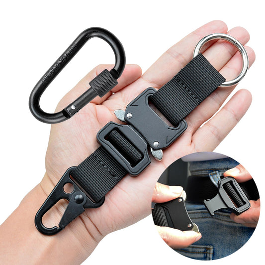 Tactical Keychain, Quick Release Keychain Molle Clips Tactical Accessories for Men Detachable Key Ring Duty Belt Key Holder (Black)