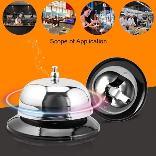 Call Bell 3.3 Inch Diameter with Metal Anti-Rust Construction, Ringing, Desk Bell Service Bell for Hotels, Schools, Restaurants, Reception Areas, Hospitals, Warehouses(Silver)