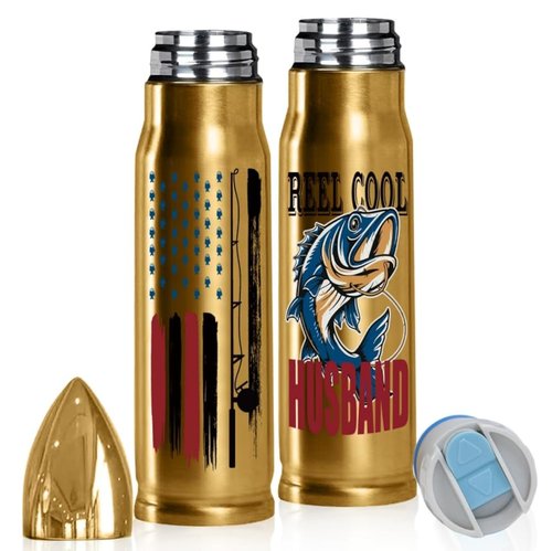 Husband Tumbler Fishing Gits for Husband from Wife - Fishing Lover 17oz Bullet Tumbler - Present for Husbands at Christmas