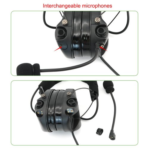 TACGZGJSM M301 Tactical Headset with Extension Line for Hunting and Shooting，Hearing Protection and Communication (Black)