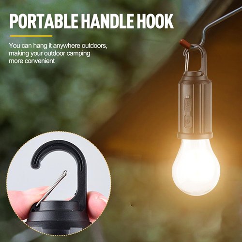 Solar Tent Camping Light Bulb Rechargeable Portable LED Camping Lantern3 Lighting Modes Tungsten Light Tent Lamp with Clip Hook for Camping, Hiking, Backpacking, Emergency Outage (T02)