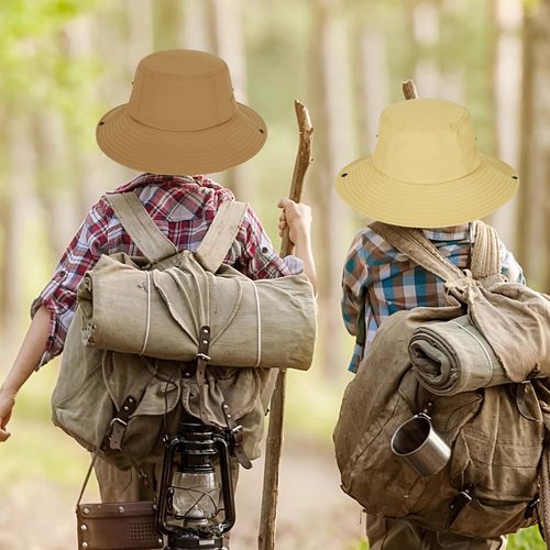 Durio Kids Sun Hat Waterproof Bucket Hats for Boys Girls Summer Beach Sun Hats Outdoor Wide Brim Kids Beach Hat for Boys Fishing Safari Hiking Dark Khaki 8-15 Years