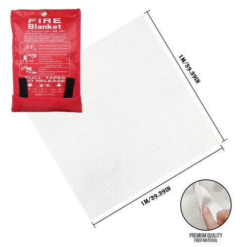 QiStars Emergency Fire Blankets 2 Pack 39"*39", Fiberglass Fire Blanket for Emergency Survival Safety, Emergency Retardant Blanket for Kitchen House Camping Car Office Warehouse, with Hooks*2 (002)