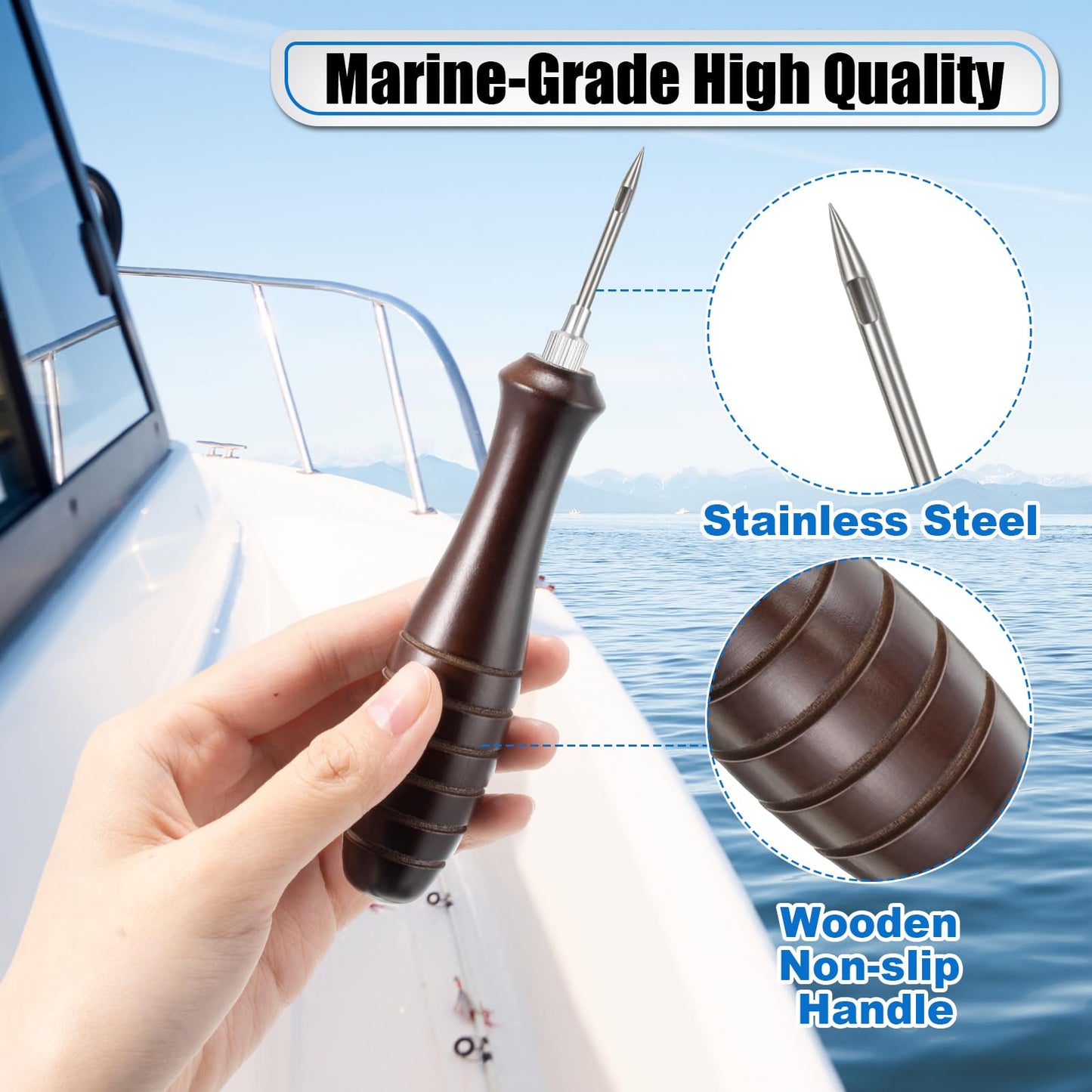 Feekoon 1 Pack Fish Venting Tool, Venting Kit for Deep Sea Fishes with Stainless Steel Needle, Fishing Tackle for Saltwater Fishing Fish Release and Return (Patent Pending) (Dark Brown Handle)