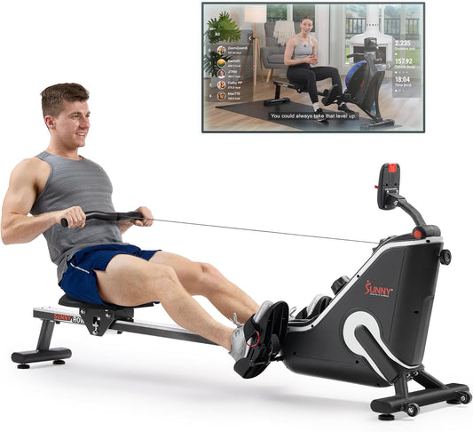 Sunny Health & Fitness Foldable Rowing Machine for Home - Full-Body Low-Impact Workout, Quiet Operation & Free SunnyFit App