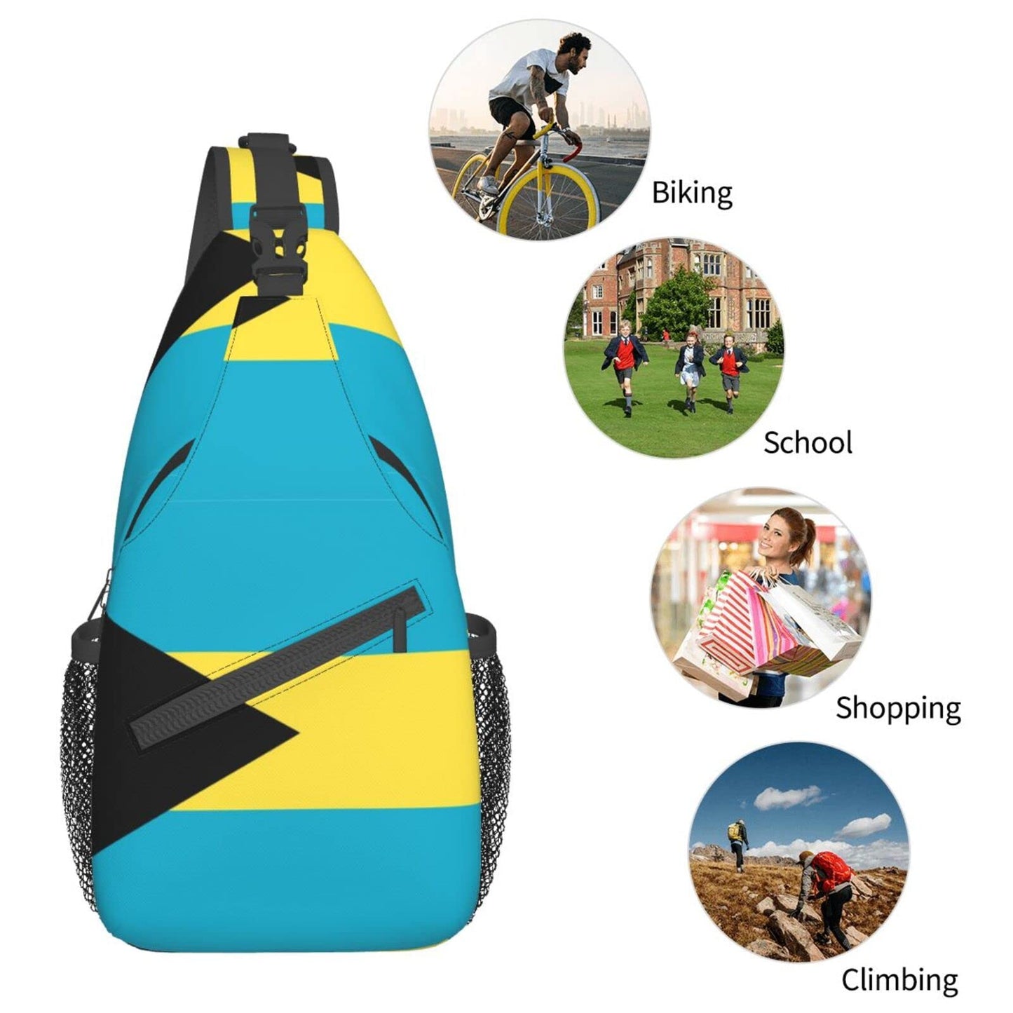 FYCFSLMY Bahamas Flag Outdoor Cross-body Shoulder Bag, Unisex Backpack For Women Men Young Hiking Travel