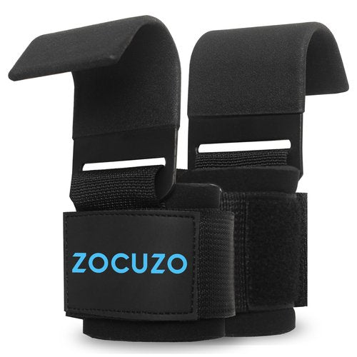 ZOCUZO Lifting Hooks (Pair) Heavy Duty Lifting Wrist Straps - Deadlift Straps for Powerlifting Weightlifting for Men & Women Workout Equipment (Black)