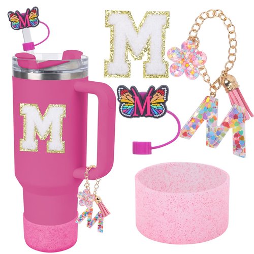 LA KEN DU Use for Stanley Cup Accessories Charms 40oz 30oz,Compatible with Stanley Cup Letter Charms for Handle Silicone Boot,Straw Cover Topper & Sticker(M)