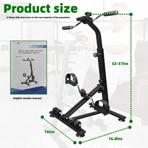 EvepeS Upgraded Pedal Exerciser for Seniors Elderly Exercise Equipment Hand Arm Leg and Knee Peddler Bike Stroke Recovery Equipment, black