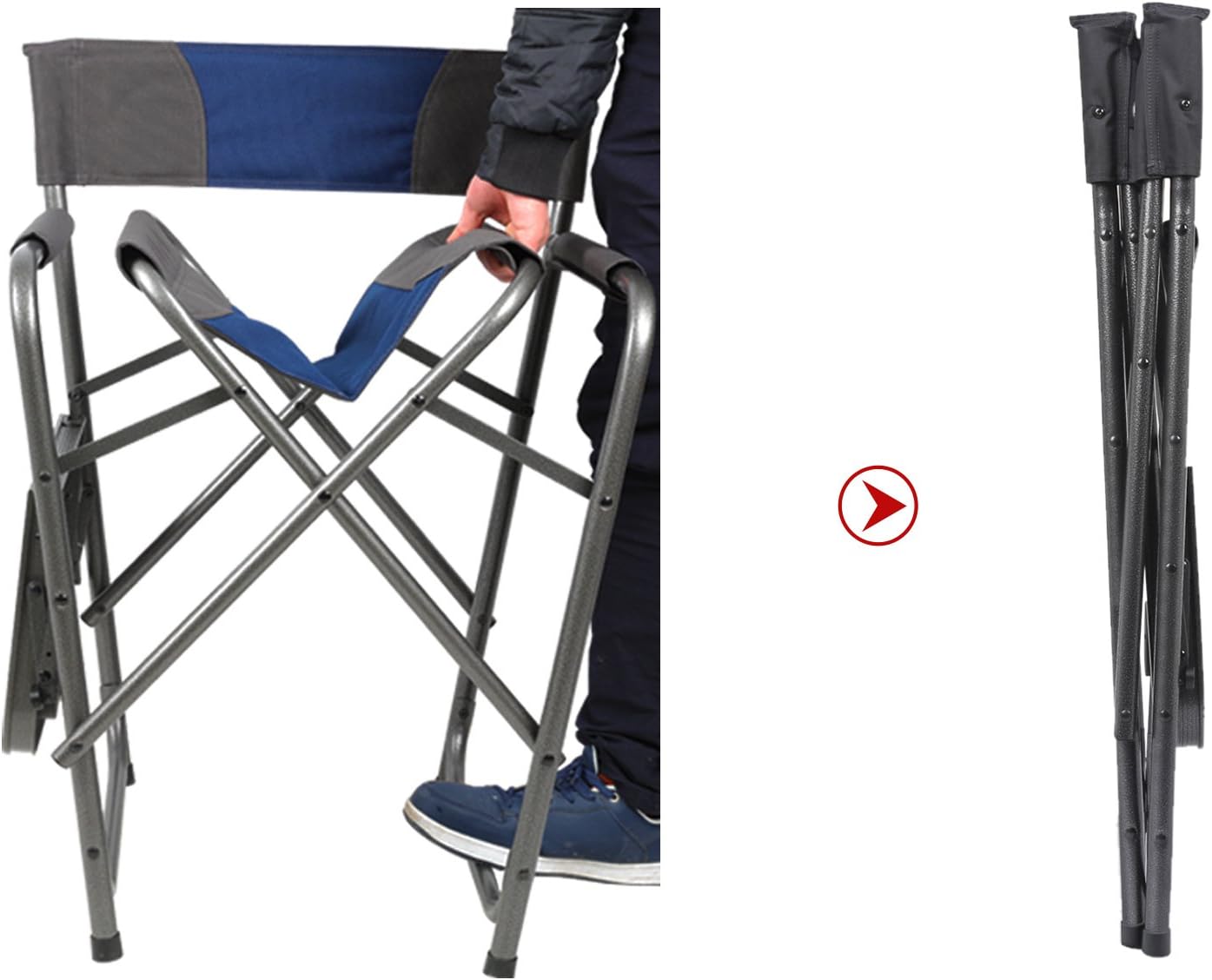 PORTAL Director Chairs, Foldable, Alloy Steel, Blue/Grey
