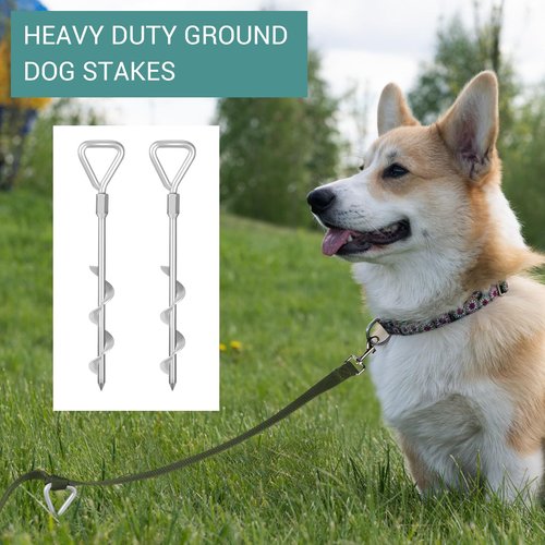 Gisafai 8 Pcs 12" Ground Stakes Heavy Duty Trampoline Stakes Ground Anchors Screw in Heavy Duty Tent Stakes with Drill Bit Metal Ground Anchors for Swing, Trampoline, Tents, Securing Animals (Silver)