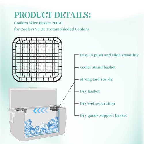 Coolers Wire Basket 20070 for 90 Qt Rotomold Coolers,Fits 90 QT，Glide 110 QT，Ice Cube 48 QT ，60 QT Coolers，Cooler Replacement Wire Basket Cooler Wet/Dry Separation Wire Basket