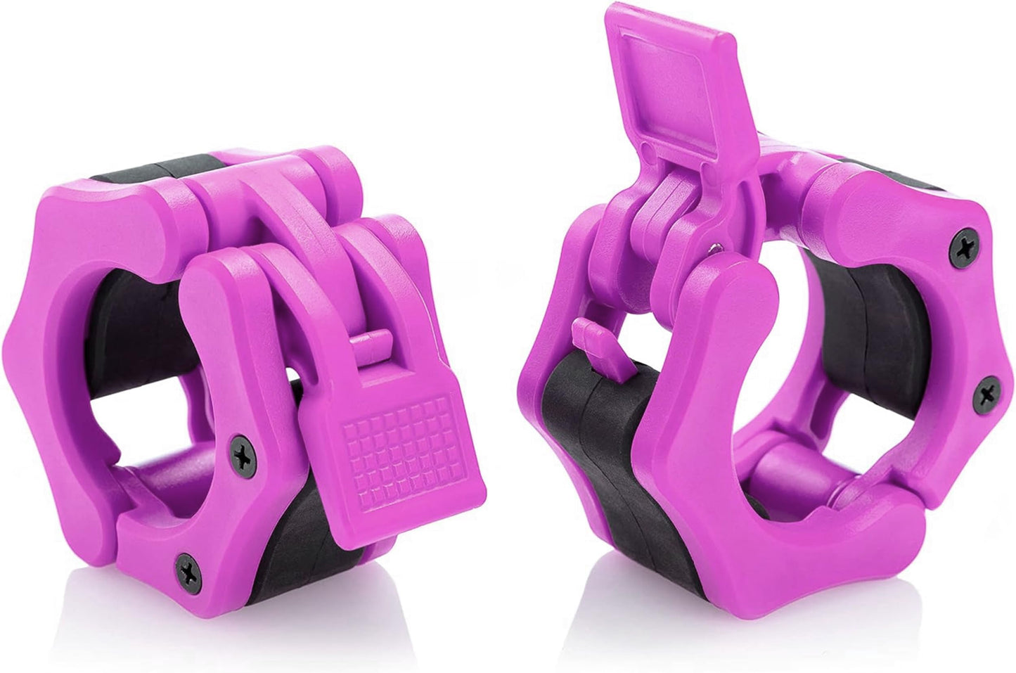 AbraFit 2” Olympic Barbell Clamps - Solid ABS Locking Barbell Collars with Quick Release - for Professional Training Strong Lifts and Olympic Training- Set of 2 (Pink)