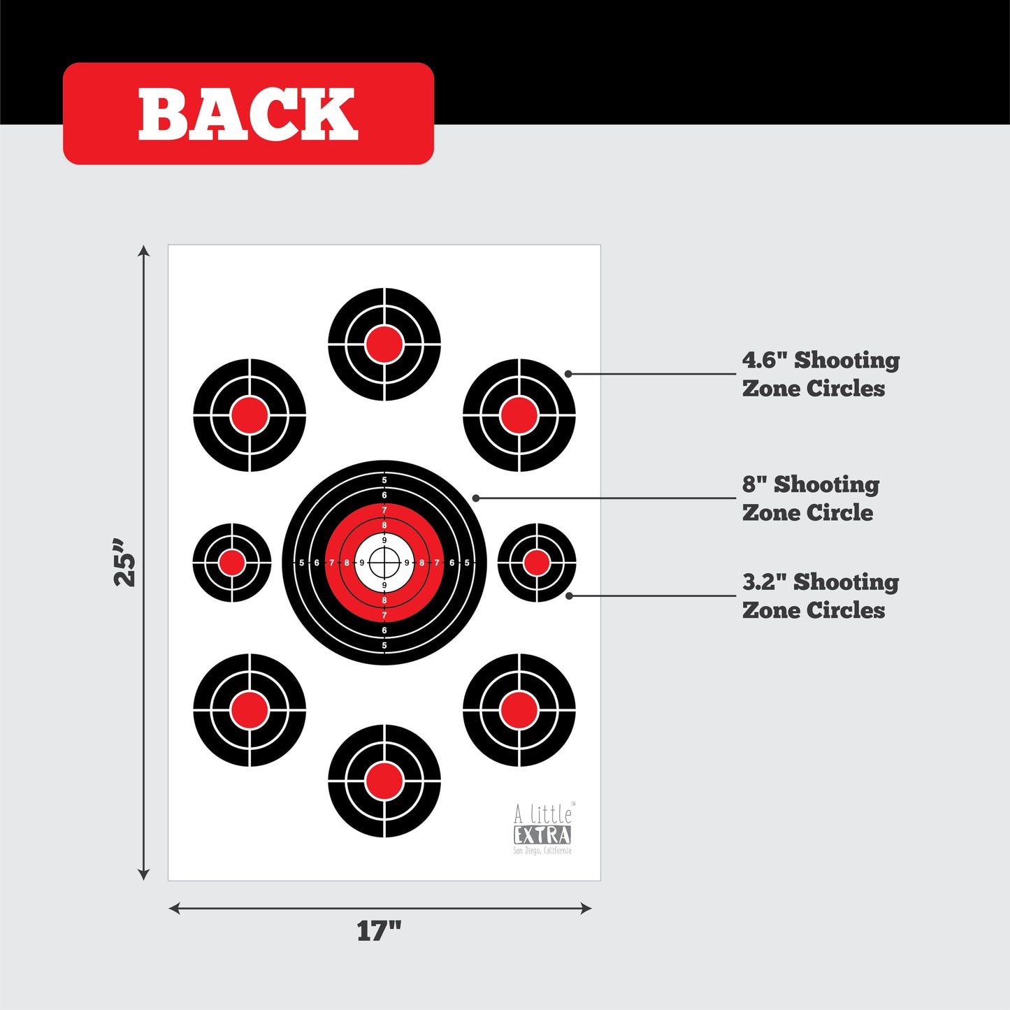 50 Pack Paper Shooting Target Silhouette Bundle - Black & White and Red - 17"x25" (Front and Back) - Indoor & Outdoor