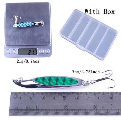 Lumista Fishing Spoons Lures for Trout Pike Walleye, Fishing Lures for Bass,Spoons Lures for Freshwater/Saltwater Fishing Lures,Fishing Spoons 5pcs with Box