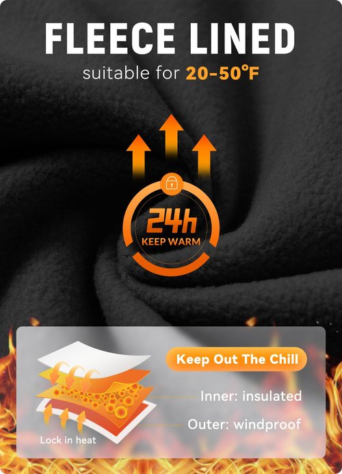 baleaf Men's Winter Cycling Jackets Water Resistant Thermal Running Softshell Jacket Warm Cold Weather Pockets Orange 2XL