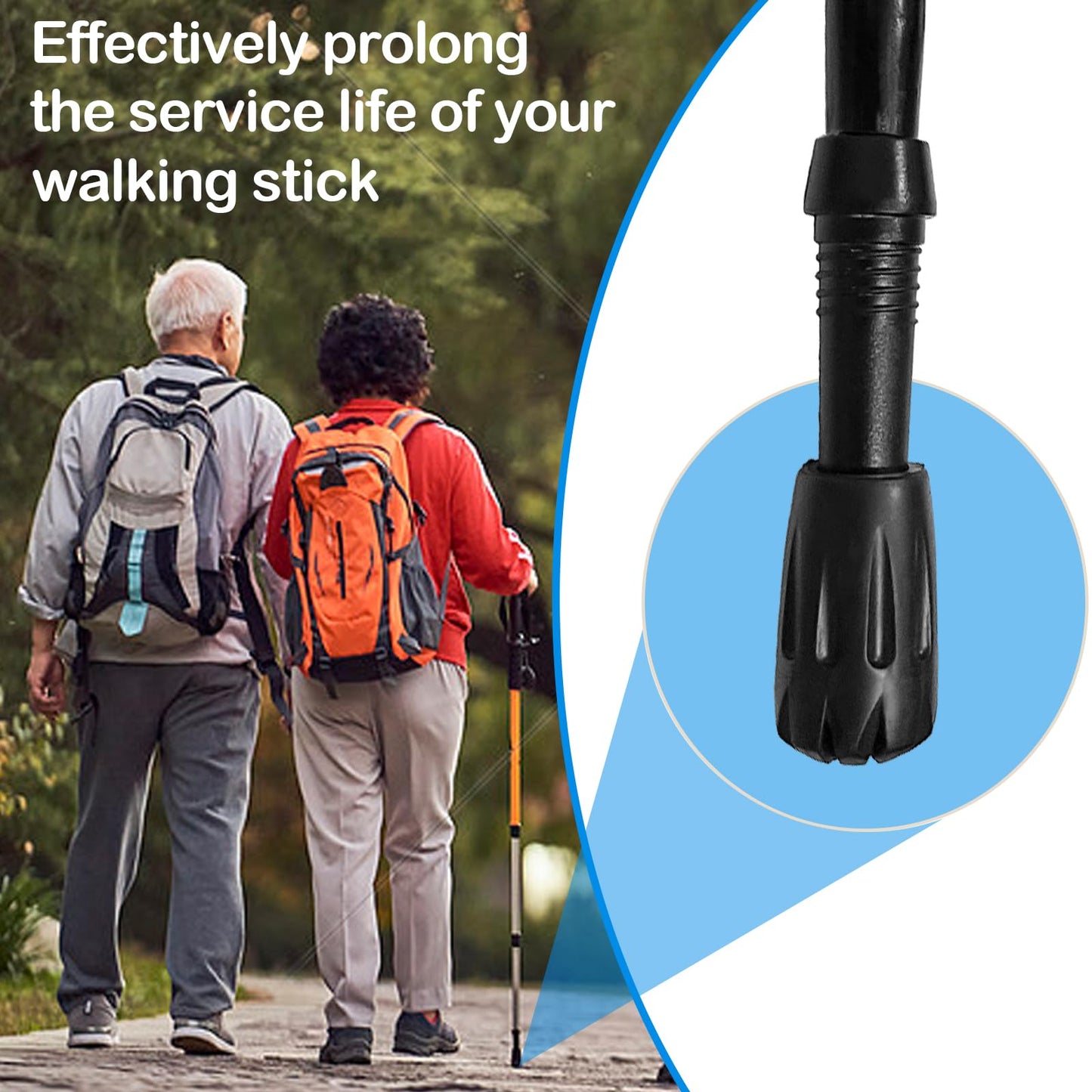 6Pcs Trekking Pole Tips Replacement - Rubber Feet for Hiking Poles Tips, Walking Sticks Tips Accessories, Fits Most Standard Trekking Poles, Walking Sticks Shock Absorbing(11mm Hole Diameter)