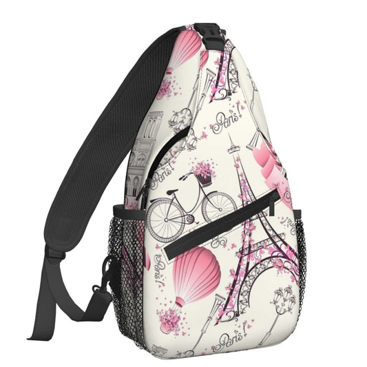 NiuKom Paris Eiffel Tower Sling Backpack Crossbody Sling Bag for Women Men Shoulder Bag Travel Hiking Daypack