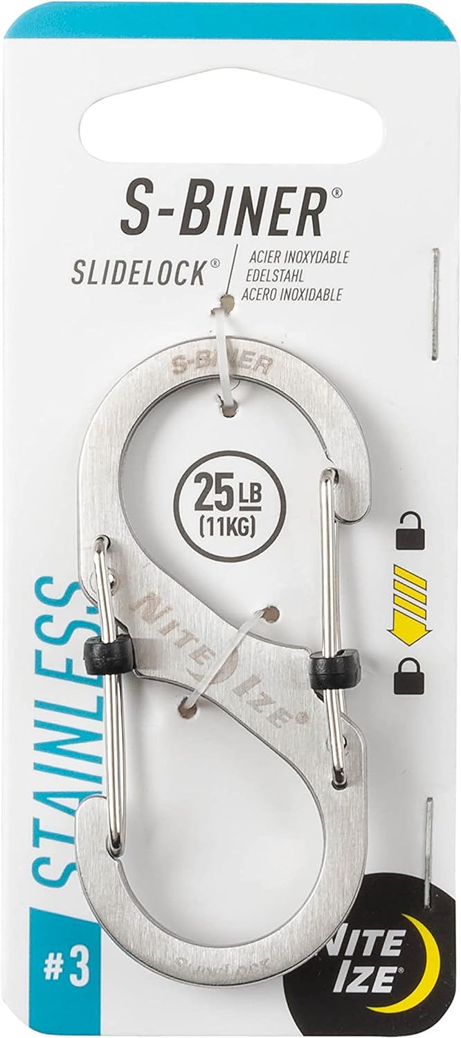 Nite Ize Size-3 S-Biner SlideLock Dual Carabiner, Locking Gates, Stainless Steel