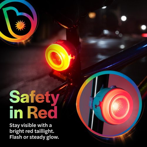 Brightz RideBrightz LED Bike Headlight and Tail Light Set - Rechargeable Bike Lights Front and Back - Kids Bicycle & Scooter Accessories for Boys and Girls - Lighting Set for Safety & Visibility Star