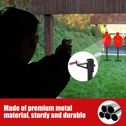 PEUTIER 4pcs Steel Target Hangers, T Post Target Hanger Adjustable Height AR500 Steel Target Stand Shooting Target Stand Base Gong Target Conversion Adapter for Shooting Hunting