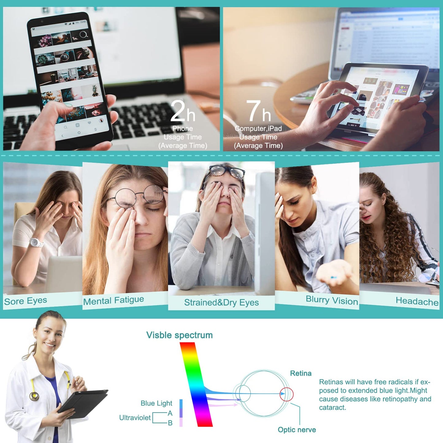 JJYBXPMR Paintball Goggle for Women Men, 2Pack Anti Eye Strain,Headache Fashion Computer Transparent Lens Glasses