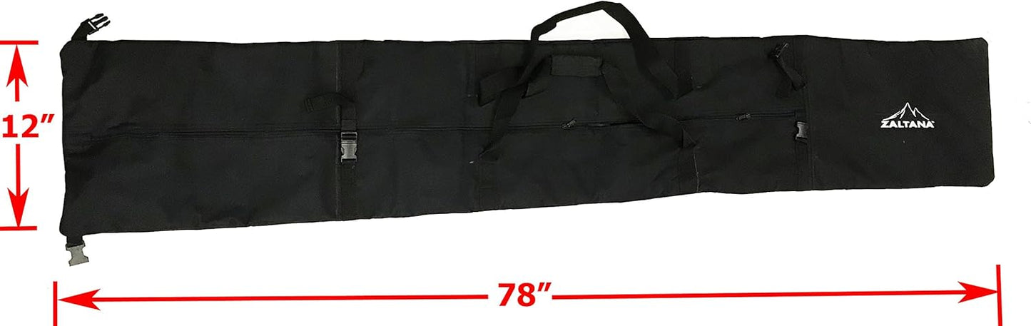 ZALTANA Padded SKI Carrier Bag Rack Holds & 1-1/2" Ski Shoulder Carrier Lash Handle Straps Combo SKB18