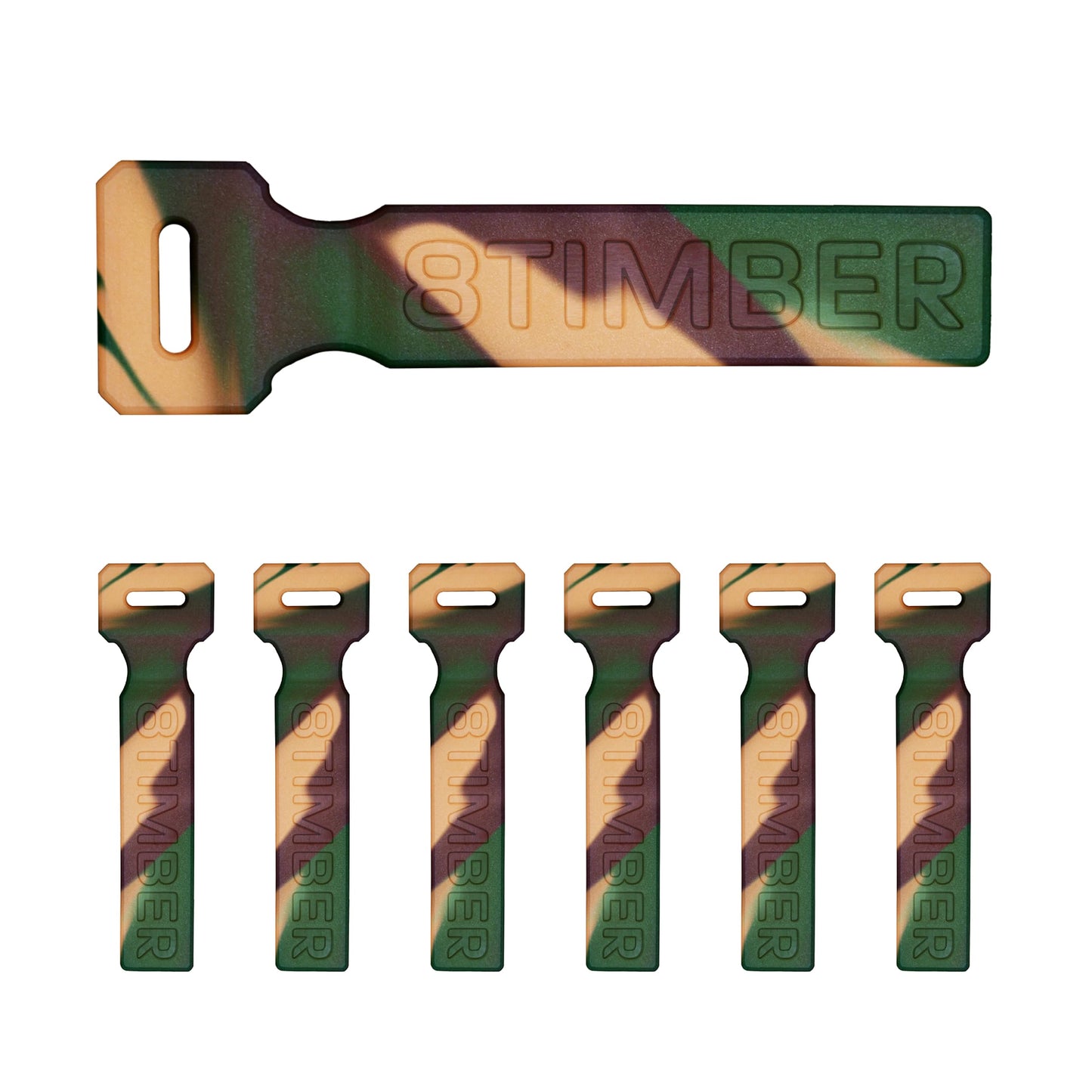 8TIMBER Zipper Pulls Set 6-Pack — Durable Silicone Accessories for Customizing Backpacks, Identifying Travel Luggage (Camo)