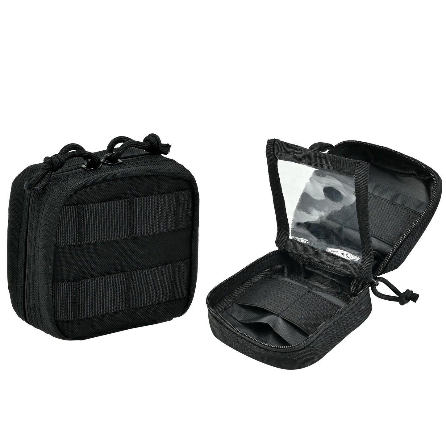 EDC Small Tactical Molle Pouch, Micro Utility Pouch,Removable Clear ID Pocket Mini Knife Compass Flashlight Card Storage Bag Belt Outdoor Hiking Camping Hunting