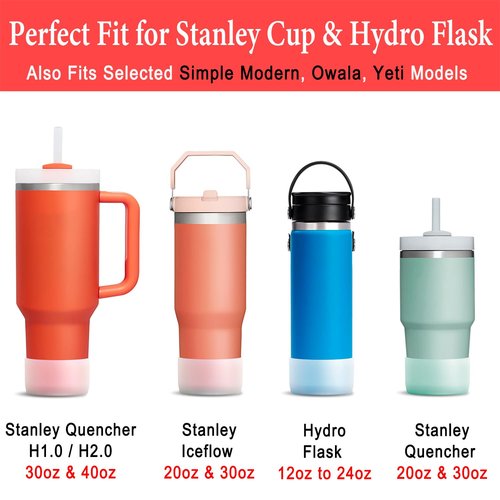 KTKUDY 2Pcs Silicone Boot for Stanley Boot Quencher Tumbler 30 oz 40 oz & IceFlow 20 oz 30 oz & Intended for Hydro Flask Water Bottle 12-24 oz - Protective Cup Bottom Accessories Fit Stanley Cup Boot