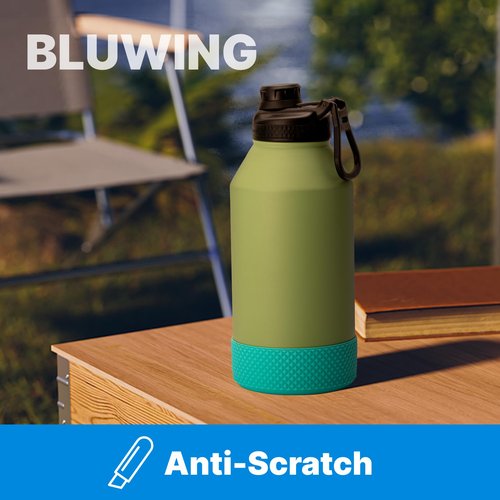 Bluwing Protective Silicone Boot Bottom for 64oz Hydro Flask Water Bottles, Anti-Slip Bottom Sleeve Cover Bumper, BPA Free（Black）