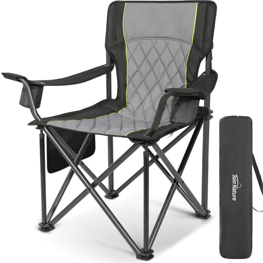 Join Nature Outdoor Large Camping Chairs for Adults, Heavy Duty Camp Chair Support 800lbs, King Kong Folding Chairs with Padded and Pocket for Outside, Sports, Lawn, Built Durable and Reliable, Black