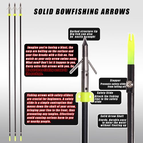 SPG Bow Fishing Bowfishing Kits - Archery 40 LBS Recurve Bow Kit with Durable Fishing Reel and Solid Fishing Arrows for Adult Hunting Shooting Fish