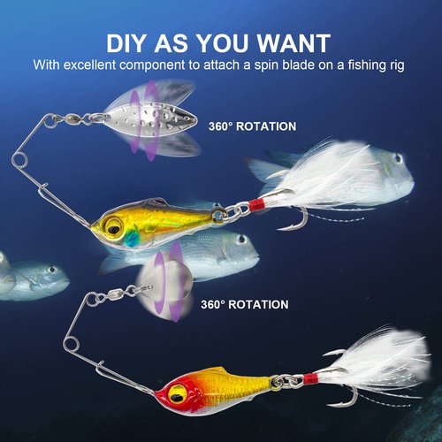 Ghanneey 50Pcs Spinnerbaits Smooth Spoons Kit 3 Size of Fishing Spinner Blades Kit with Willow Fishing Lures Replacement Accessories